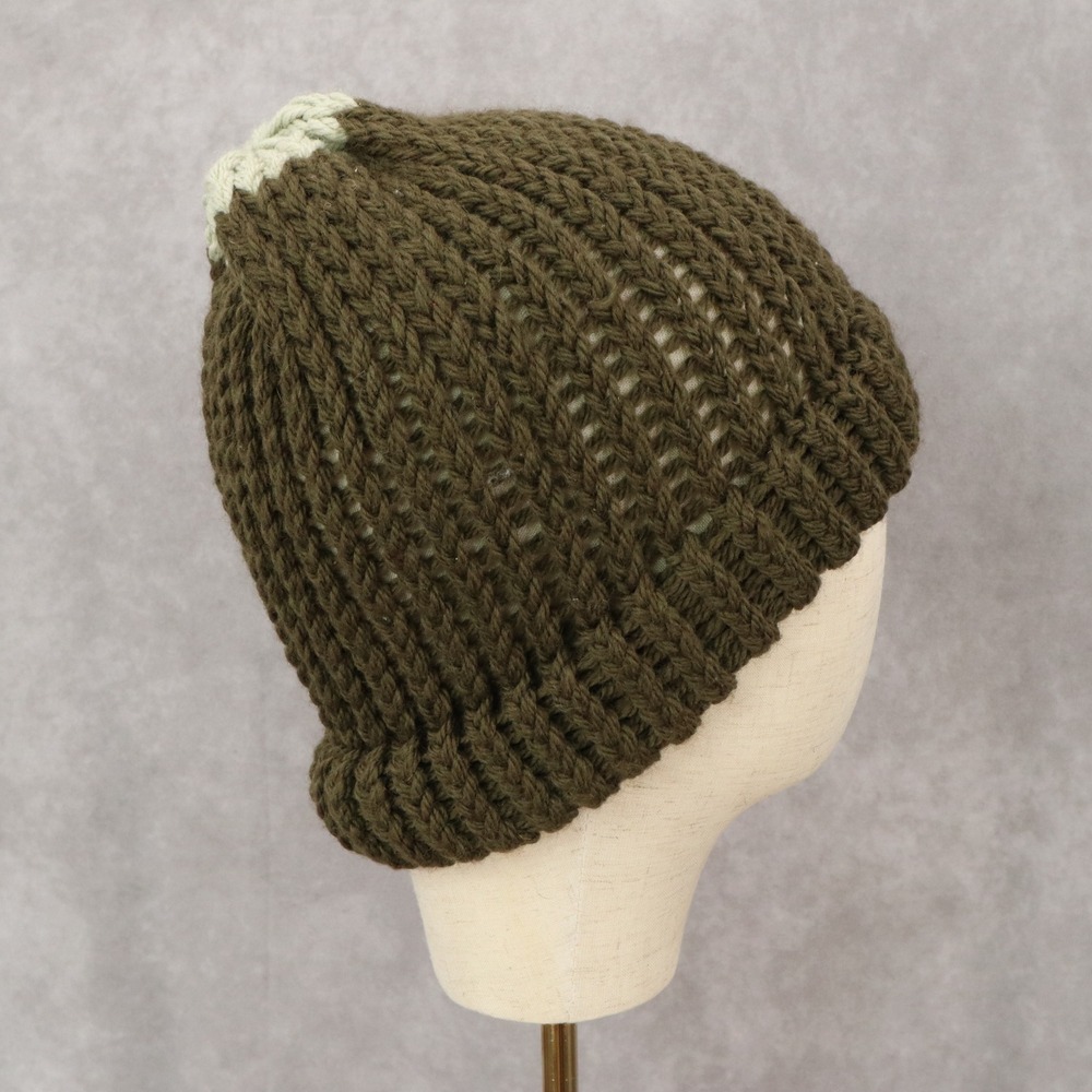 Green Chunky Y2K Cottagecore Cozy Vintage Beanie Cap Hat OS